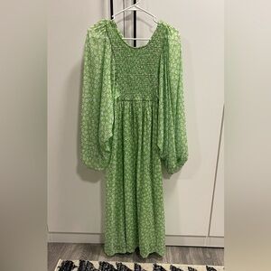 ASOS Miss Selfridge Metallic Shirred Chiffon Midi Dress